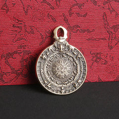 Retro Copper Nine Palaces Bagua Board Amulet Feng Shui Auspicious Pendant 07FC0E-D4 - KOEEK