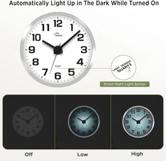 Glow-in-the-dark wall clock,specially designed for bedrooms - Silent wall clock 07FC0E-D4 - KOEEK