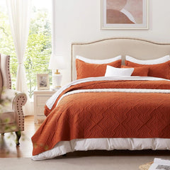 Comforter Set King 3-Piece, Lightweight Burnt Orange/Rust Shams 07FC0E-D4 - KOEEK