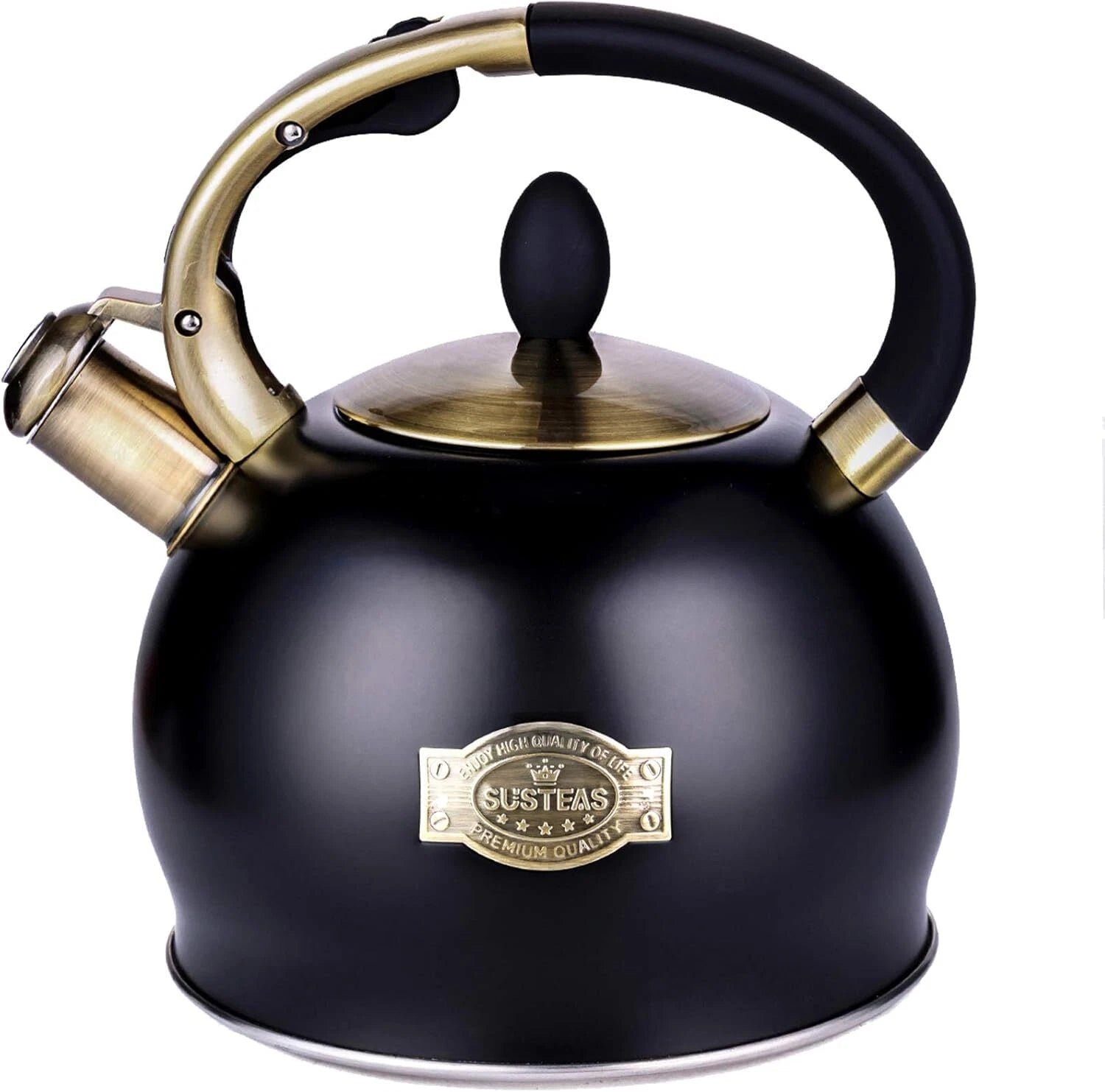 Stove Top Tea Maker - Food Grade Stainless Steel Tea Maker, 2.64-Quart (Black) 07FC0E-D4 - KOEEK
