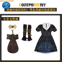 Alice: Madness Returns Black Alice Steamdress Game Cosplay Halloween Costume Set 07FC0E-D4 - KOEEK