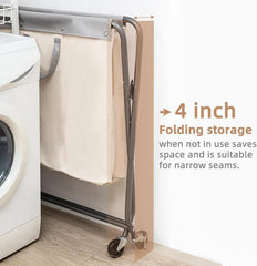 160L Foldable Laundry Basket with Wheels, Rolling Laundry Basket