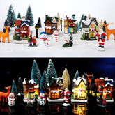 31 Pcs Christmas Village Figurines Decoration Set Lighted LED Christmas Village 07FC0E-D4 - KOEEK