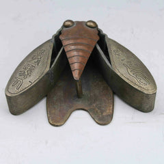 Old Chinese Ancient Collection Museum Hand carved Bronze cicada statue 07FC0E-D4 - KOEEK