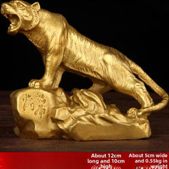 12cm Chinese Retro Copper Auspicious Tiger Household Ornament Handicraft 07FC0E-D4 - KOEEK