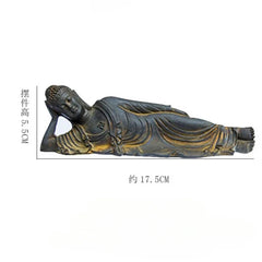 17.5cm Resin Reclining Buddha Sakyamuni Buddhism Natural Rust Desktop Ornament 07FC0E-D4 - KOEEK