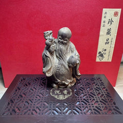 White Kyara Agarwood Shou Xing Figurine 11.5cm Wood Carving Home Decor Gift 07FC0E-D4 - KOEEK