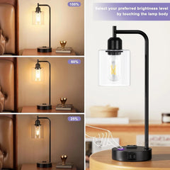 Industrial Touch Table Lamps for Bedrooms Set of 2 - 3-Way Dimmable Nightstand 07FC0E-D4 - KOEEK
