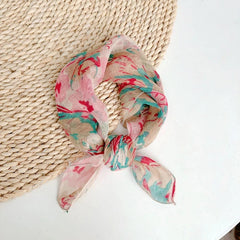 Womens Linen Floral Print Necktie Bandana Thin Neckerchief Scarf Accessory 07FC0E-D4 - KOEEK