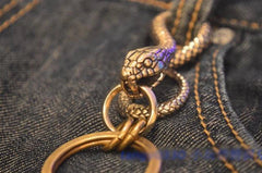 Solid Brass Vintage Snake Wallet Waist Buckle Clip Key Chain EDC Keyring Holder 07FC0E-D4 - KOEEK