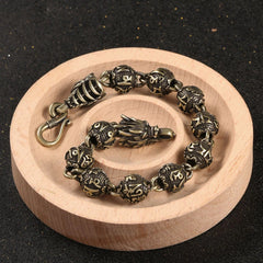 Six Word Mantra Bead Zodiac Dragon Bracelet Buddha Charm Aged Brass Jewelry 07FC0E-D4 - KOEEK