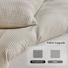 Microfiber Woven Duvet Cover King Size, Khaki Textured Duvet Cover Set 07FC0E-D4 - KOEEK