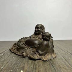 12cm Vietnamese Agarwood Carved Maitreya Buddha Figurine Home Decor Gift 07FC0E-D4 - KOEEK