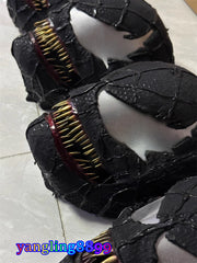 Venom Spiderman Cosplay Mask Prop 1:1 Full 3D Texture Ver Black Chin Movable 07FC0E-D4 - KOEEK