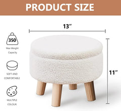 Storage Ottoman with Modern Round Footrest with Soft Upholstered Seat Cushion, 07FC0E-D4 - KOEEK