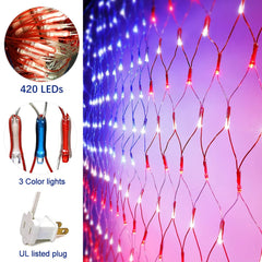 () American Flag Lights, 420 LED USA Flag Net Lights, Outdoor Waterproof P... 07FC0E-D4 - KOEEK