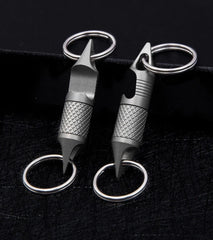 EDC Titanium Alloy Multi Tools Keychain Portable Double Keyrings Pendant Opener 07FC0E-D4 - KOEEK