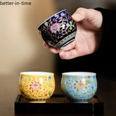 80ml Enamel Color Twisted Lotus Ceramic Master Cup Chinese Retro Kung Fu Tea Set 07FC0E-D4 - KOEEK