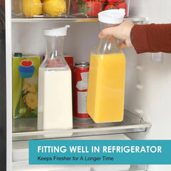 Plastic 50 Oz Water Carafe Flip Top Lid,Set of 2 Square Base Juice Containers 07FC0E-D4 - KOEEK