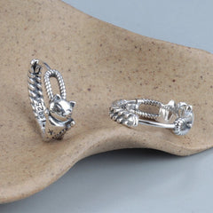 Solid 925 Sterling Silver Rich Cat Lovely Hoop Earrings 14mm Hoop 07FC0E-D4 - KOEEK