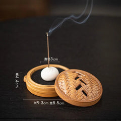 Ceramic Steamer Incense Burner Dumpling Stick Incense Holder Tea Room Decor 07FC0E-D4 - KOEEK