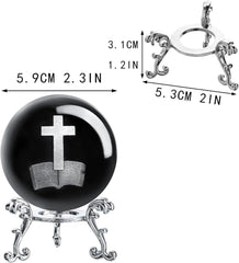 new ZEERSHEE 3D Laser Engraved Cross Bible Crystal Ball with Stand Clear ZEERSHEE - KOEEK