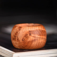 Liangshan Thuja Burl Thumb Ring Band Unisex Handheld Worry Ring 07FC0E-D4 - KOEEK