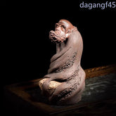 14cm Purple Clay Bodhidharma Sculpture Tea Pet Handmade Decoration Ornament 07FC0E-D4 - KOEEK