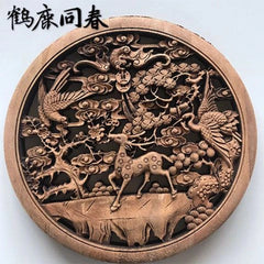 Dongyang Camphor Wood Carving Wall Hanging Hollow Carved Decor 27cm 07FC0E-D4 - KOEEK