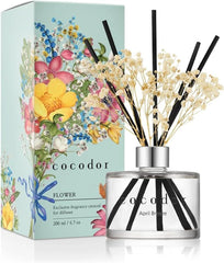 Reed Diffuser Set with Preserved Baby's Breath with Sticks/April Breeze / 6.7oz 07FC0E-D4 - KOEEK
