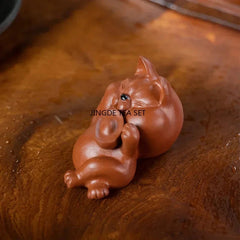 Purple Clay Tea Pet Animal Statue Cat Handmade Sculpture Jewelry Chinese 07FC0E-D4 - KOEEK