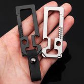 EDC Titanium Alloy + Leather Black Keychain Carabiner Opener Car Key Pendant 07FC0E-D4 - KOEEK