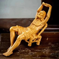 6.28 in Exquisitely Wooden Buddha Statue Elder Rohan Wood Carving Ornament 07FC0E-D4 - KOEEK