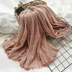Cotton Linen Scarf Striped Scarves Unisex Men's Shawl Scarf Headwraps 9 Colors 07FC0E-D4 - KOEEK
