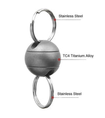 360 Degree Rotation EDC Titanium Gimbal Ring Portable Double Keychain Pendant 07FC0E-D4 - KOEEK
