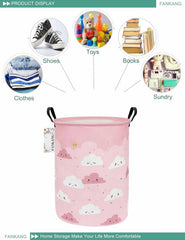 Storage Basket, Nursery Hamper Canvas Laundry Basket Foldable with Waterproof PE 07FC0E-D4 - KOEEK