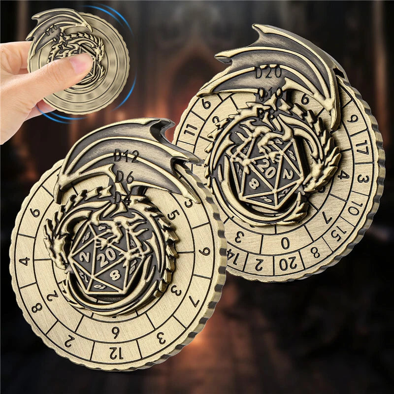 Spinner Dice 7-in-1 Metal DND Dice Set Unique Dragon Rotate D&D Dice RPG Gifts 07FC0E-D4 - KOEEK