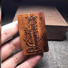 1Pc Thunderstrike Jujube Wood Card Pendant Taoism Implements No Incident Card 07FC0E-D4 - KOEEK