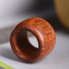 Indonesian Rosewood Thumb Ring Gold Star Wood Band Unisex Gift 07FC0E-D4 - KOEEK
