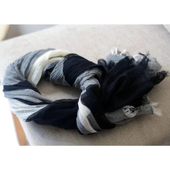 Mens soft cotton linen Bandana Scarf Blue gray Unisex Winter Autumn Neckerchief 07FC0E-D4 - KOEEK