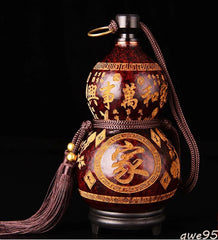 Natural Wine Gourd Portable Water Bottle Gourd Exquisite Carving Birthday Gift 07FC0E-D4 - KOEEK