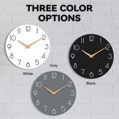 Wall Clock,14''Wooden Silent Non-Ticking, Decorative Battery Operated Wall Clock 07FC0E-D4 - KOEEK