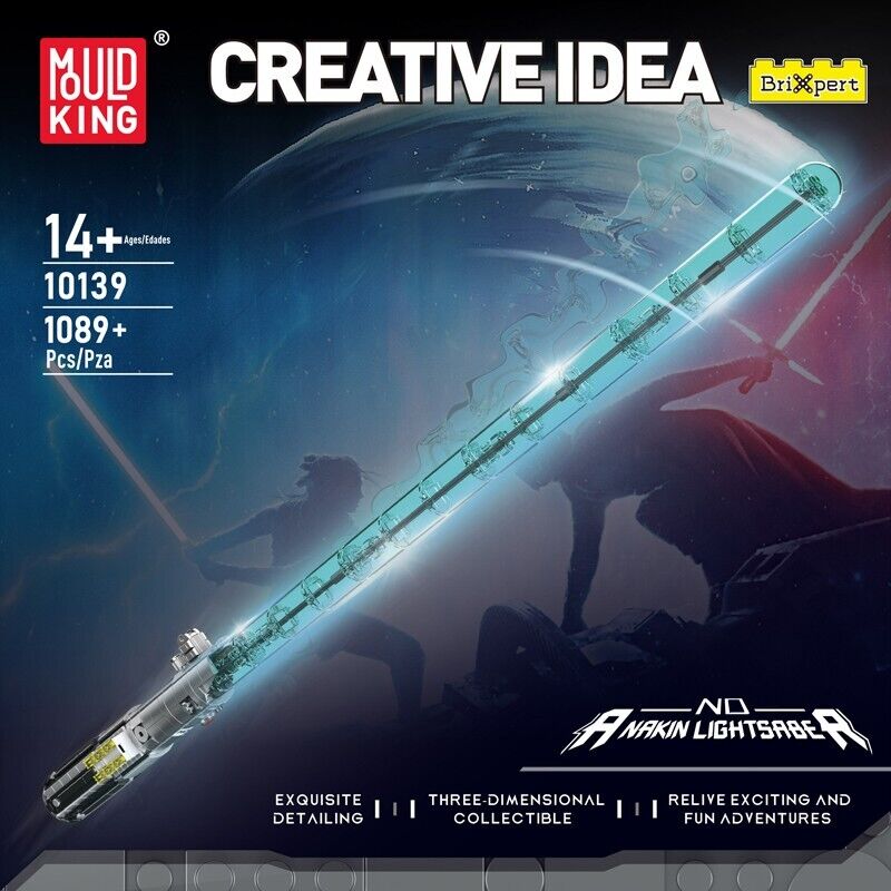 new Mould King 10139 Blue Sword Glows Lightsaber Fluorescent Building Block Toy MOULD KING - KOEEK