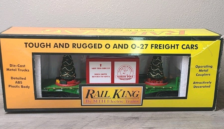 MTH O Scale Flat Car With Lighted Christmas Tree Trees, Green 30-76733 MTH - KOEEK