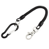 Black Spiral Fishing Lanyard- Retractable Spring Keychain Rope with Carabiner 07FC0E-D4 - KOEEK