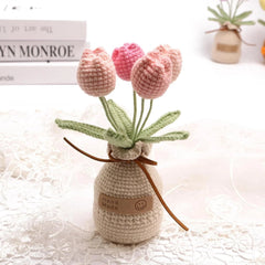 Crochet Woven Tulips with Wool,Simulation Plant Crochet Hand-Woven Flowers 07FC0E-D4 - KOEEK