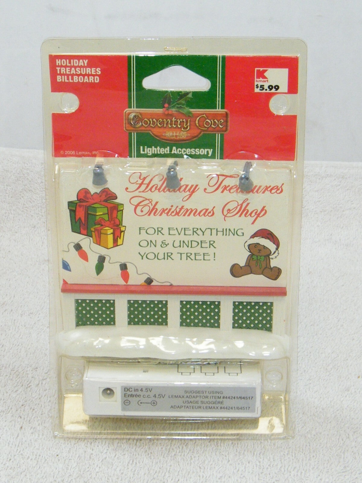 ! 2006 LEMAX COVENTRY COVE HOLIDAY TREASURES LIGHTED BILLBOARD SIGN LEMAX - KOEEK