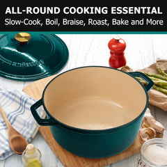 6-Quart Enameled Cast Iron Dutch Oven Pan with Lid, Heavy Duty, Oven Safe 07FC0E-D4 - KOEEK
