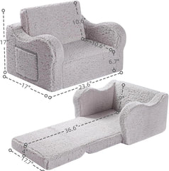 Kids Chairs for Toddler, 2-in-1 Toddler Soft Sherpa Couch Fold Out, Convertible 07FC0E-D4 - KOEEK