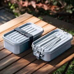 Outdoor Camping Hiking Fishing Pure Titanium Mess Tin Lunch Box With Handle 07FC0E-D4 - KOEEK